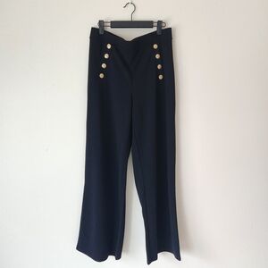 H&M Black Wide-Leg Pants with Gold Buttons